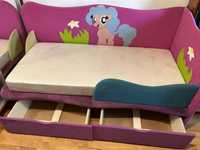 Детский диван кровать Пони с матрасом и ящиками