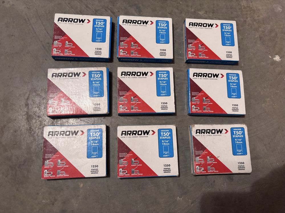 Zszywki Arrow T50 Staples 9/16” (14 mm)  9 opakowań (11 250 sztuk)