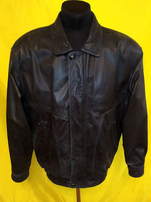 Куртка кожаная демисезонная, бомбер, пилот, р.56-58