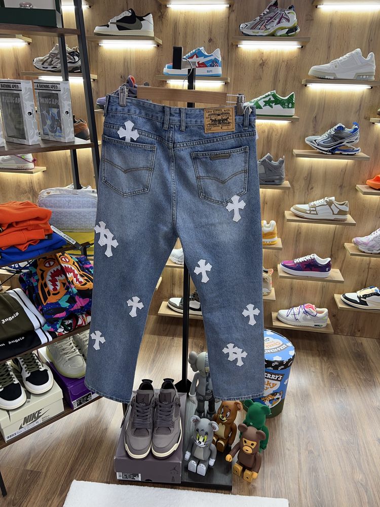 Джинси Chrome Hearts Blue / White