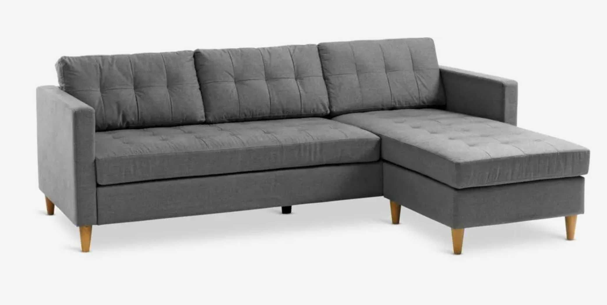 Sofá FALSLEV chaise-longue cinzento