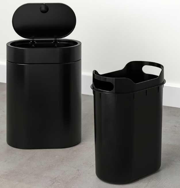 Caixote do lixo IKEA BROGRUND 4L – Preto, com tampa de pressão, Novo