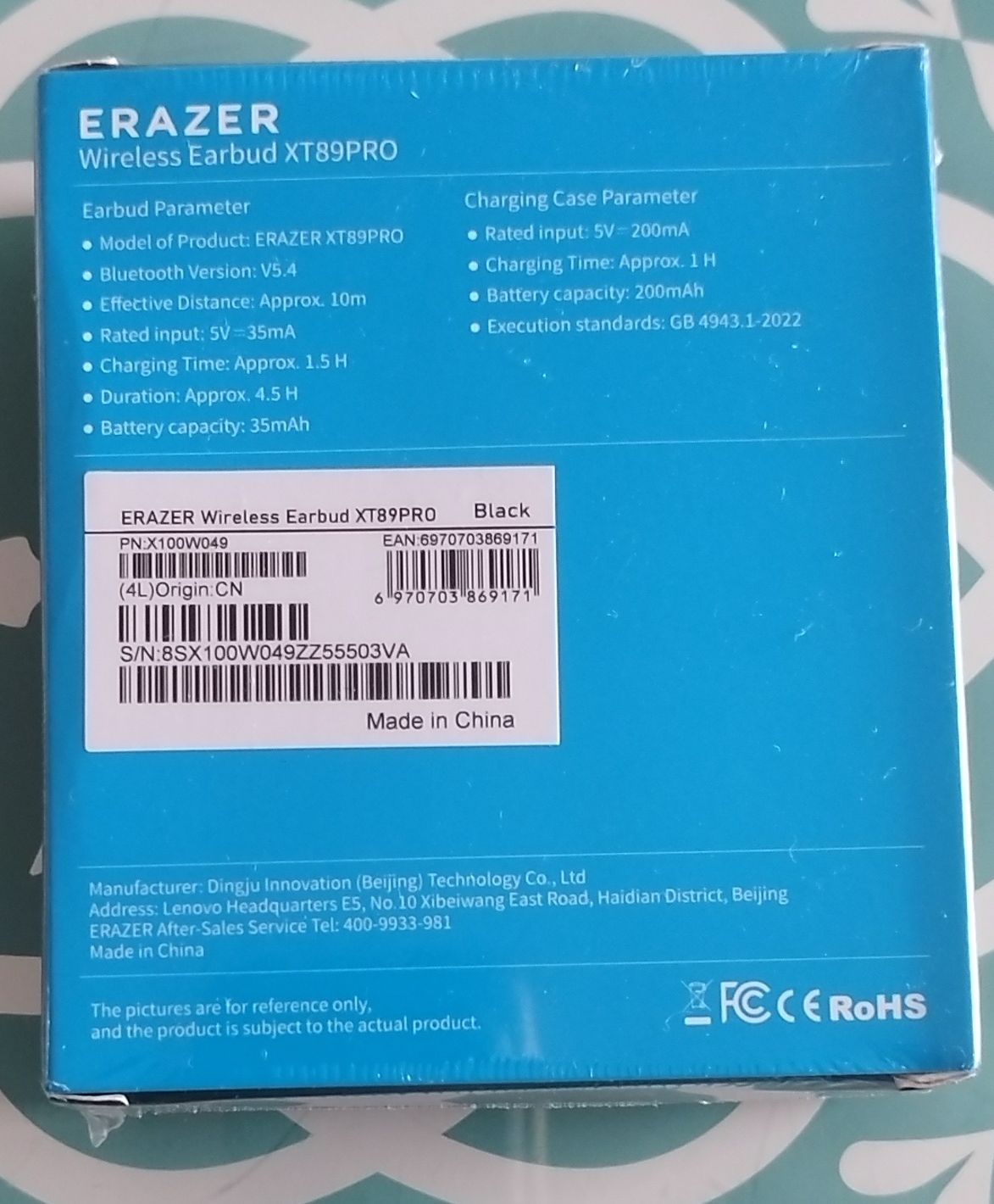 *Fones Bluetooth ERAZER XT89PRO - 4.5h Autonomia, Bluetooth 5.4, Preto