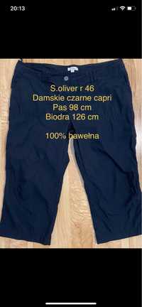 S.oliver 46 damskie spodnie spodenki rybaczki capri czarne bawełna