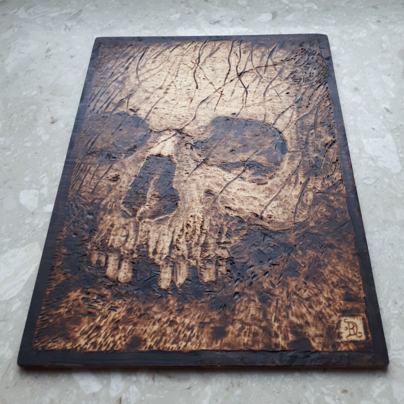 woodburning wypalanka wypalone w drewnie Rudziński skull czacha SZTUKA