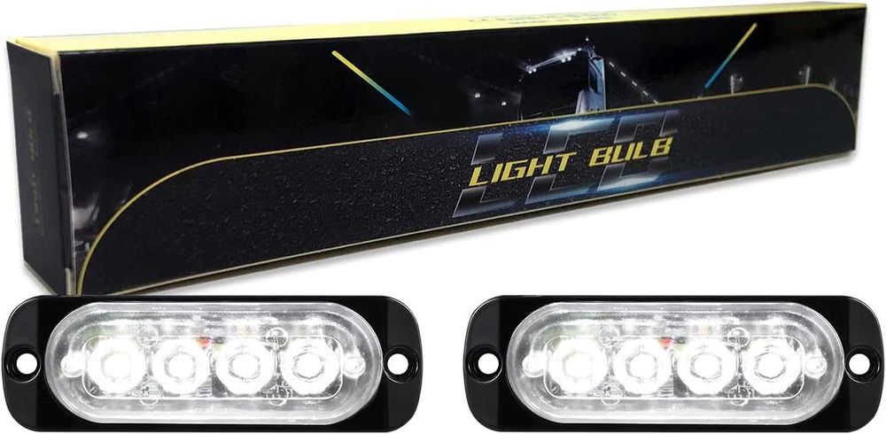 RIGIDON 2 szt. 4 diody LED, 12 V 24 V, białe światło stroboskopowe