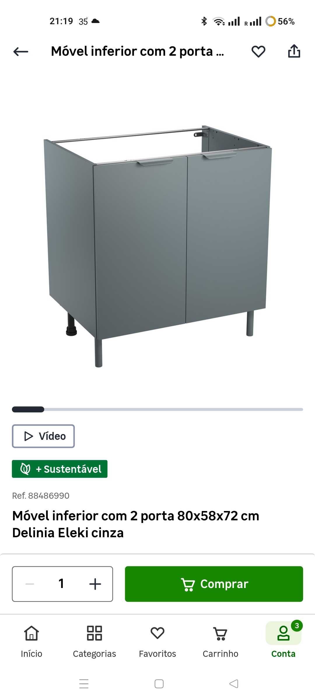 Móvel inferior com 2 porta 80x58x72