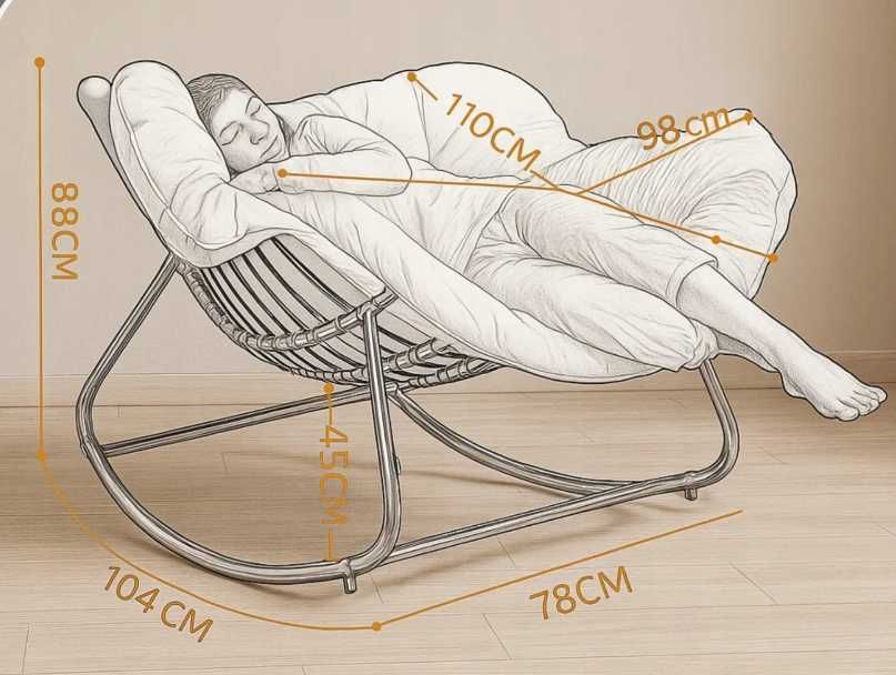 Fotel Leżak Ogrodowy Bujany Leżanka Do Salonu Na Taras BIAŁY/SZARY