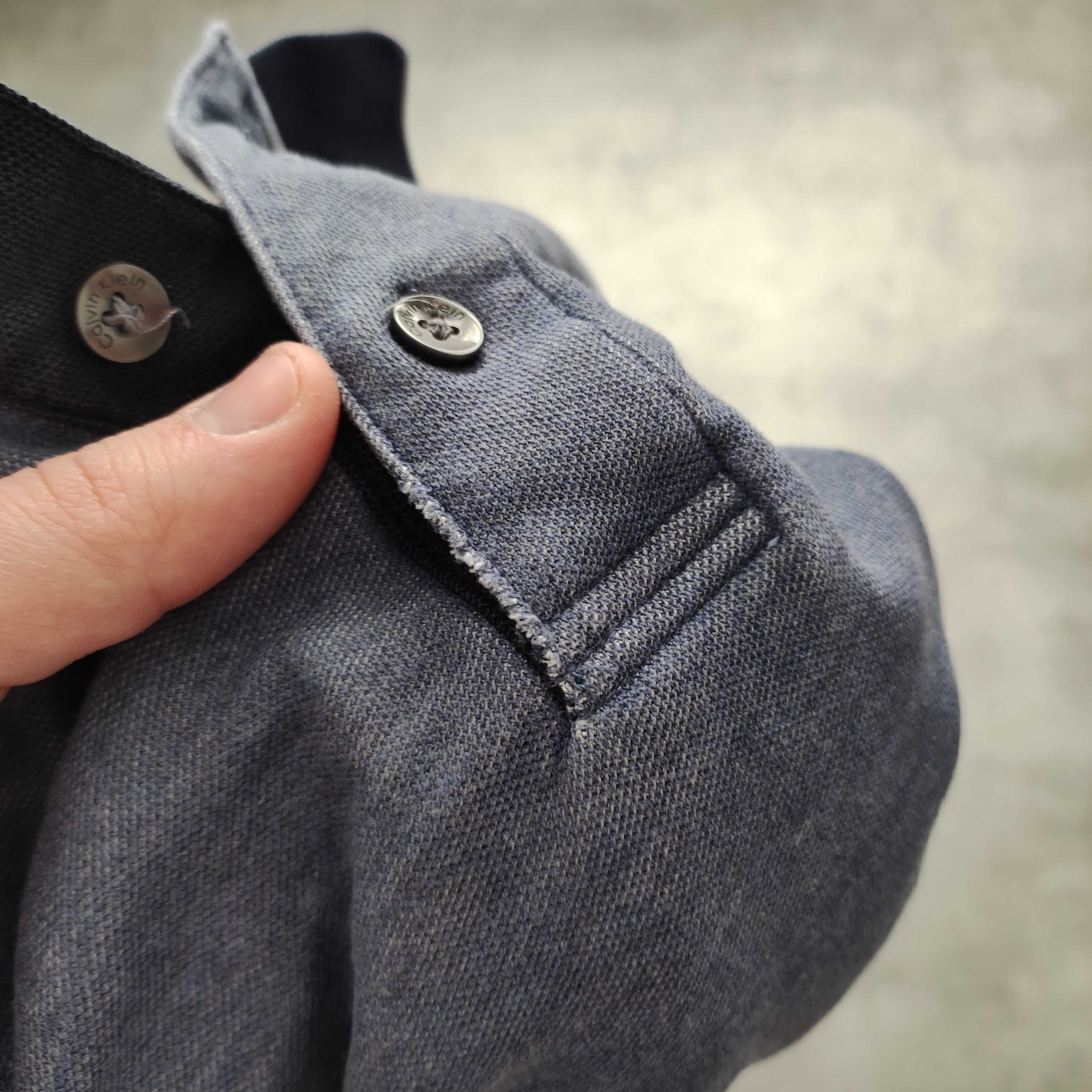 MĘSKA Granatowa Koszulka Polo Elegancka Calvin Klein CK Bawełna Lekka