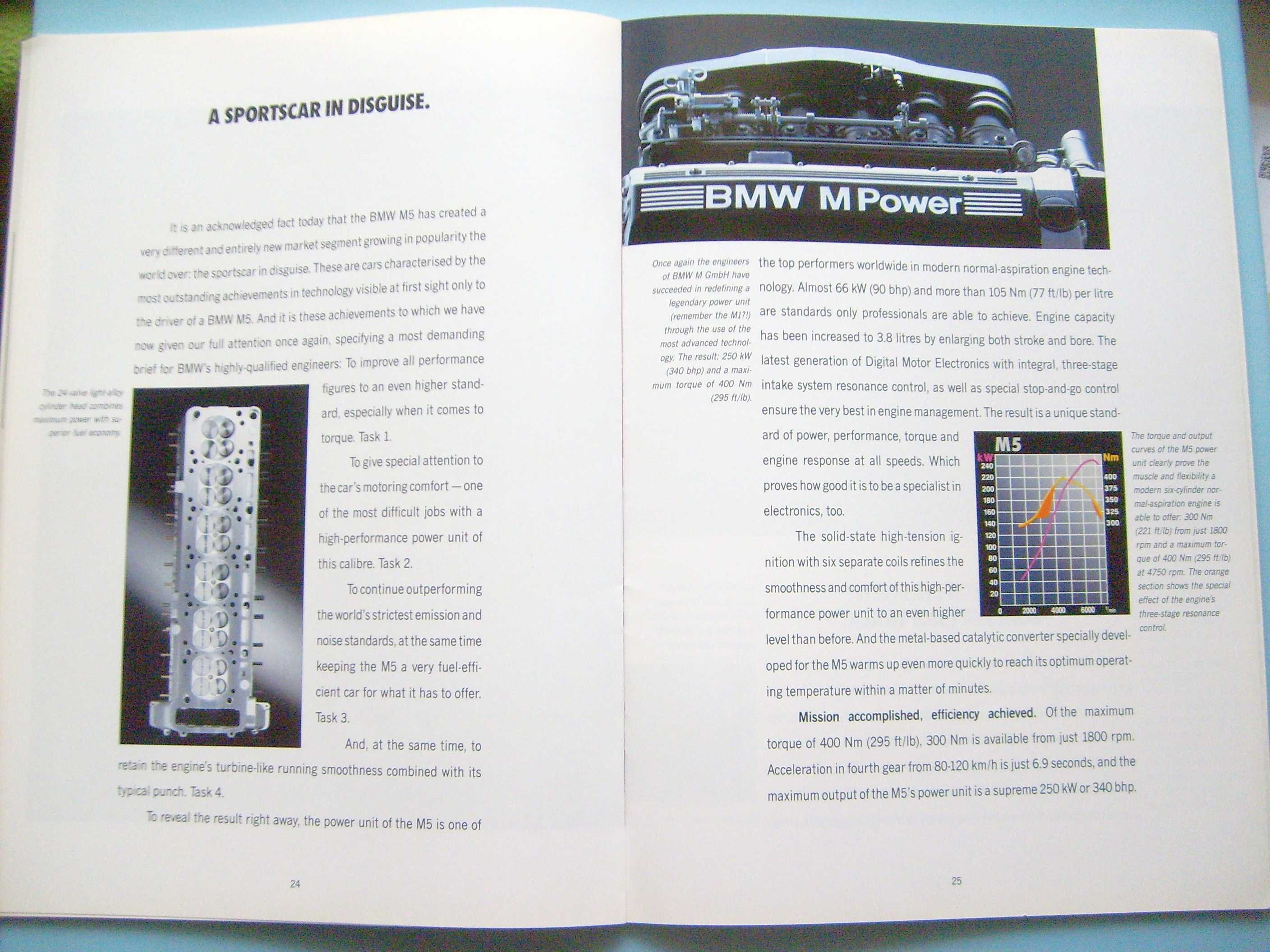 BMW M-Models 1993 / M3 E36 + M5 E34 / prospekt 46 str., stan BDB (2nd)