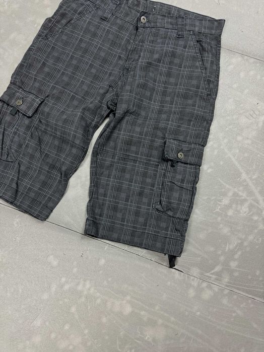 Cargo krótkie spodenki jeansowe w kratkę 90s (M/L) 80s y2k szorty