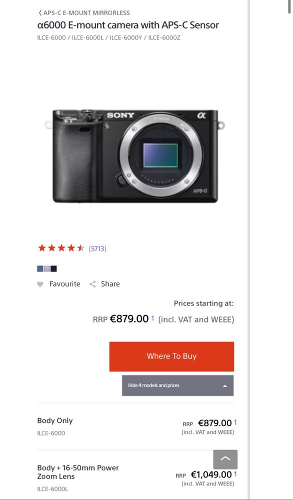 Máquina Fotográfica Mirrorless Sony Alpha a6000 + 16-50