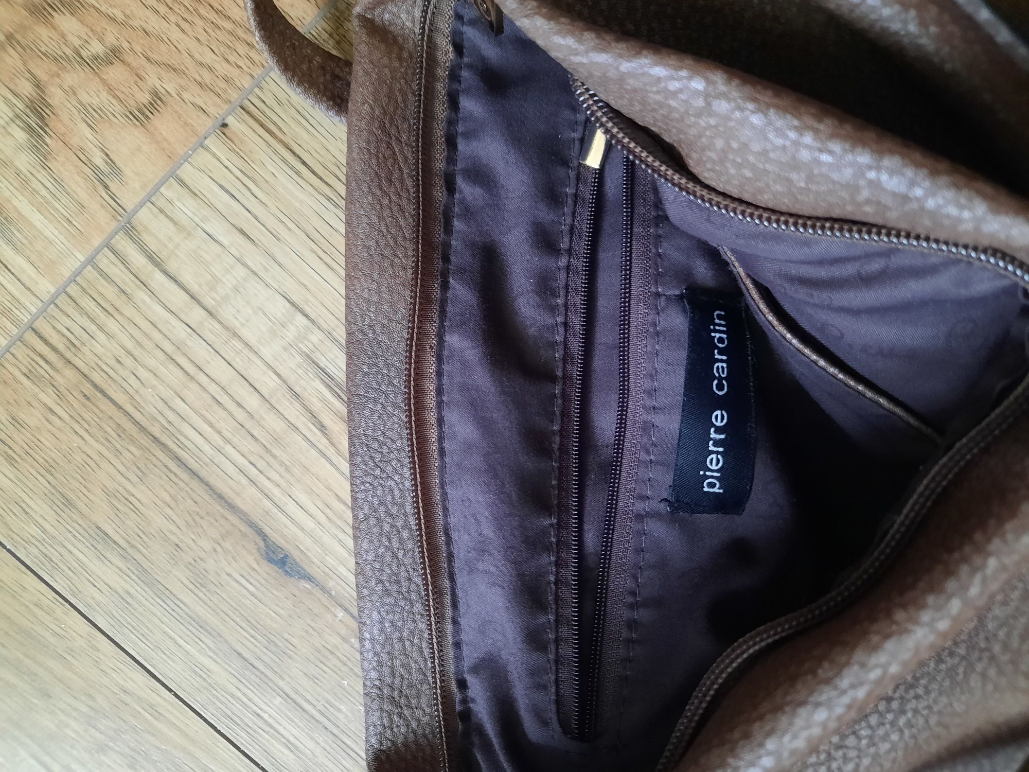 Pierre Cardin torebka damska listonoszka brązowa z długim i krótkim pa