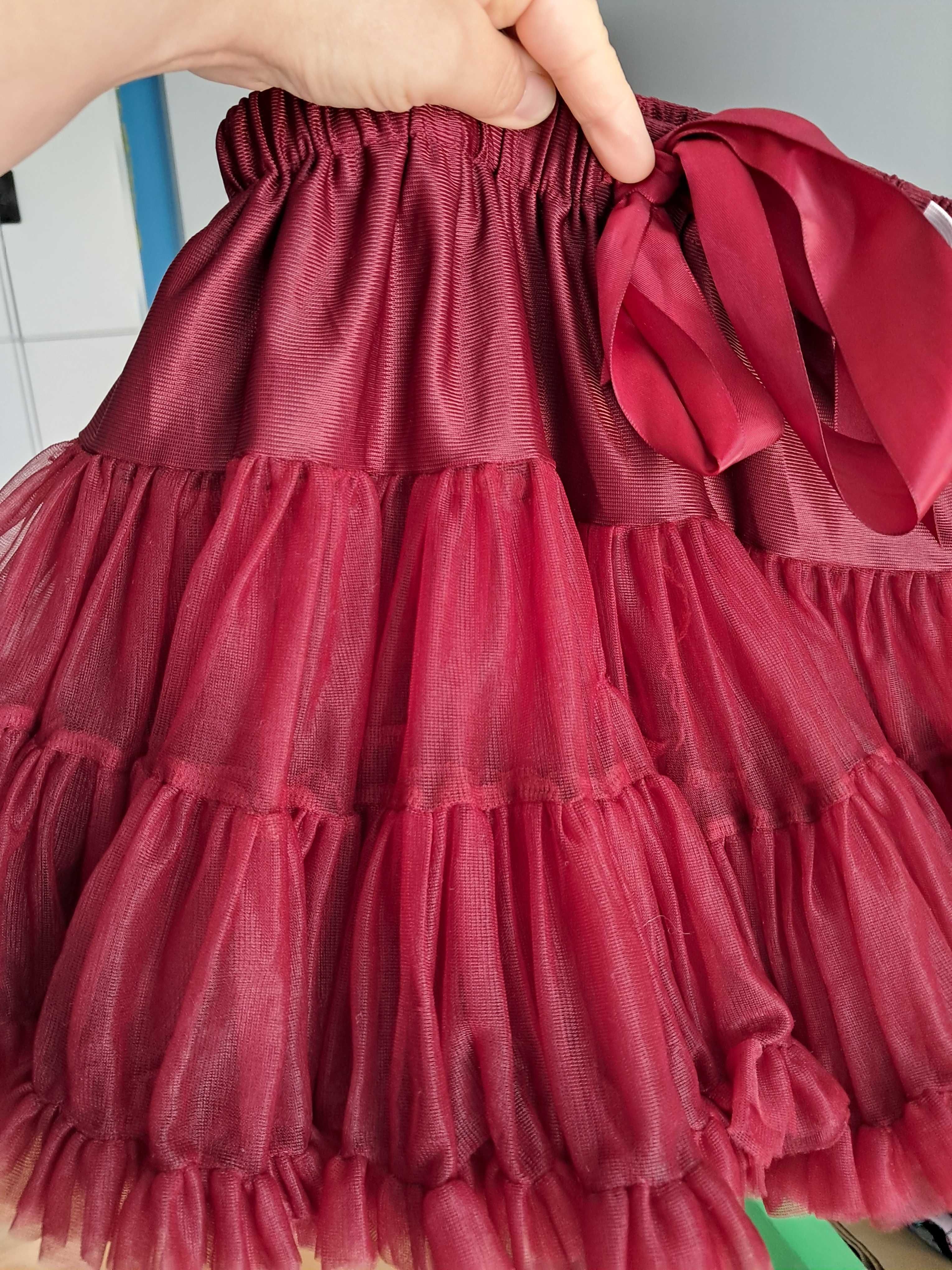 Tiulowa krótka spódniczka dziewczęca typu pettiskirt, długość 34 cm