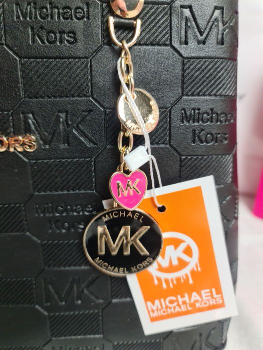 Torba dlugie raczki damska Michael Kors monogram MK czarna serduszko