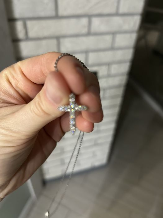Підвіска хрестик tiffany срібло з цирконами розсип