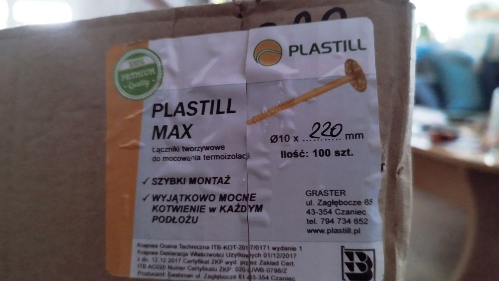 Kołki do styropianu Plastill 220 fi 10