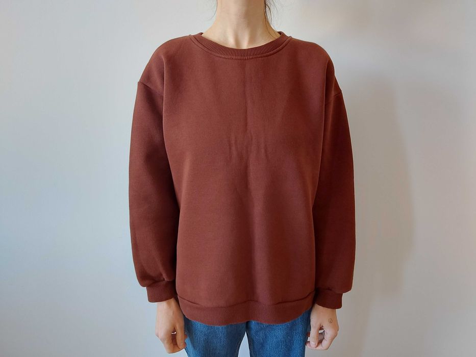 The Fancy damska bluza brązowa sweater z zamkiem z każdej strony M - L