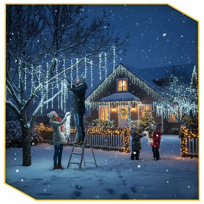 sople 100 led zimna biel +flash na dach lampka choinkowa zewnętrzna