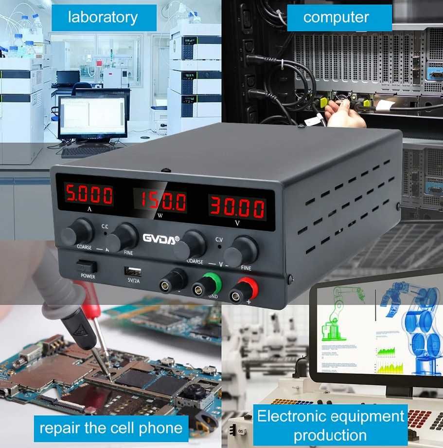 Лабораторний регульований блок живлення 60В/5А USB DC напруги GVDA