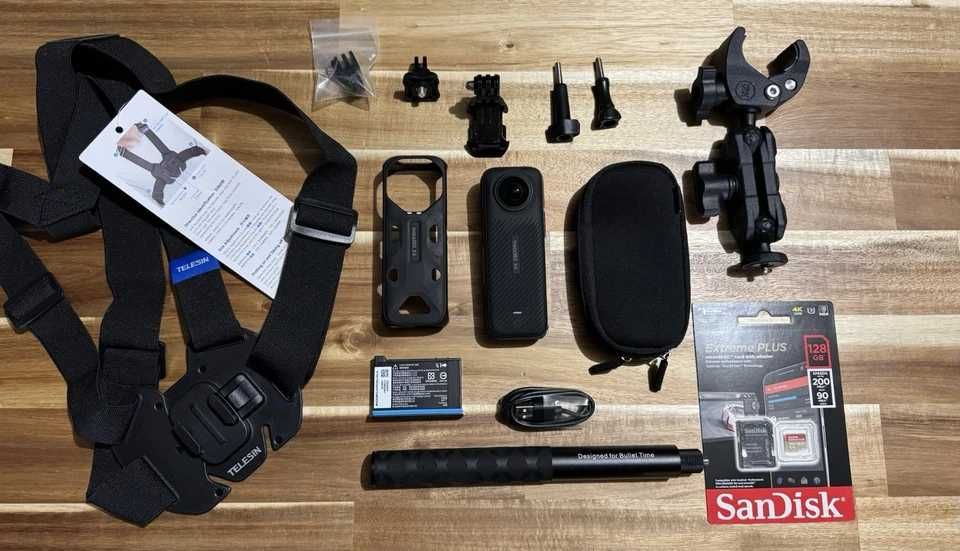 Kamera Insta360 X4 ONE X4 8K 360 + karta 128GB + uchwyt motocyklowy