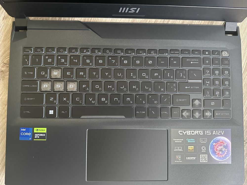 MSI Cyborg 15 /Core i7-12650H/16ГБ /RTX 4060, 8 ГБ/512 ГБ