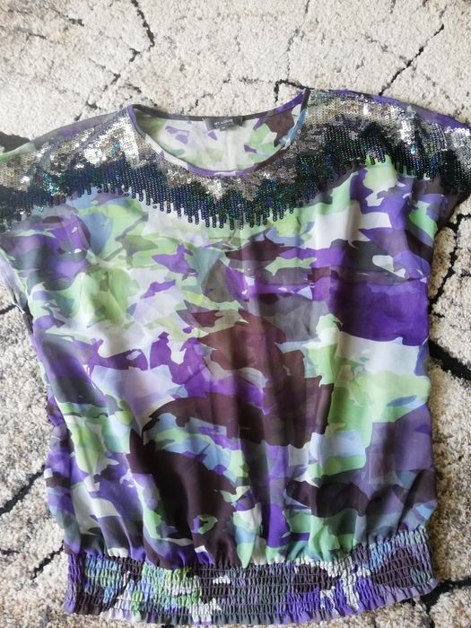 Bluzka we wzór moro z cekinami, sylwester, imreza L, 40