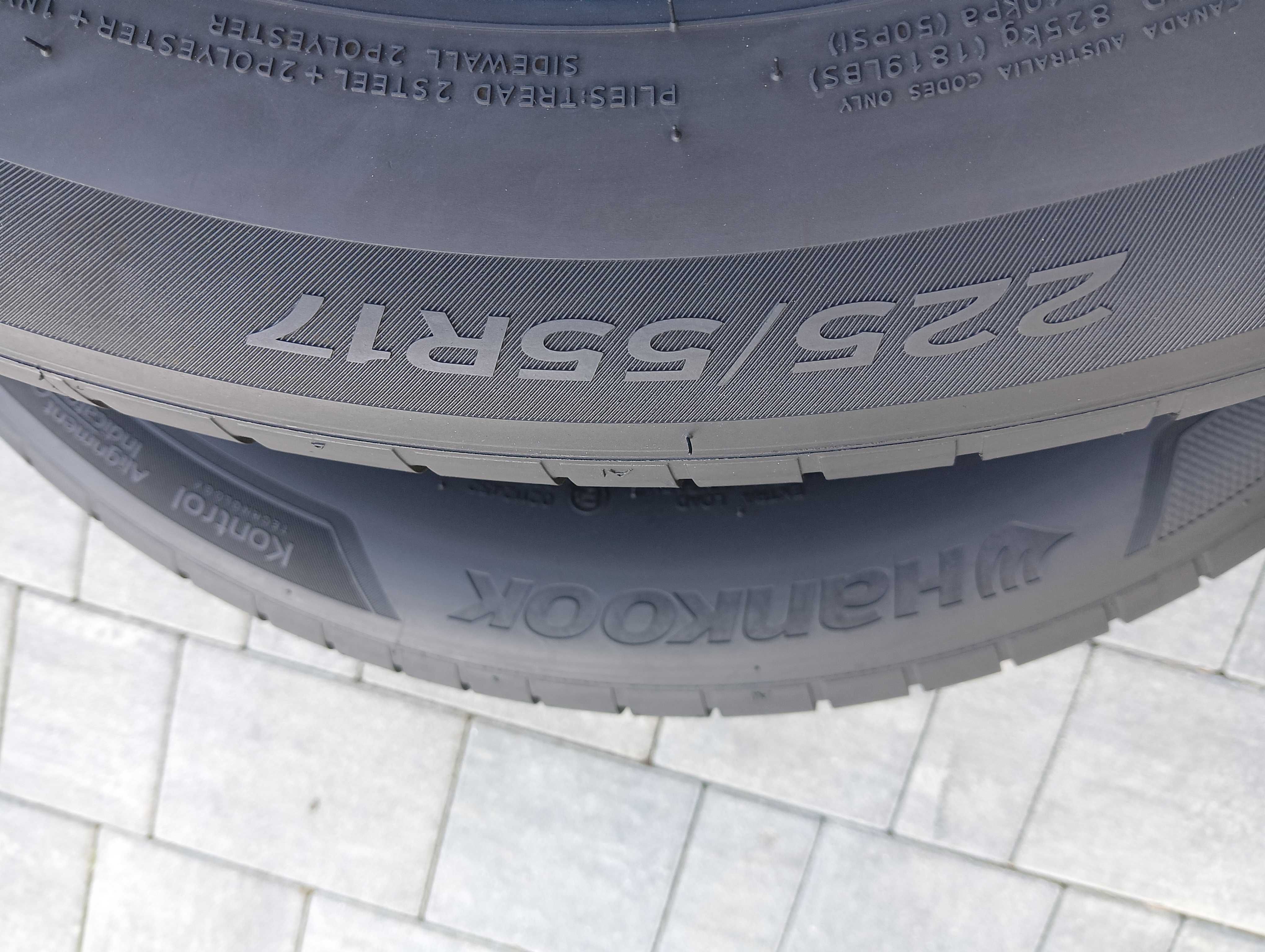 225/55r17  HANKOOK   4 opony  17   jak nowe  ,   7-8mm ,    2022r