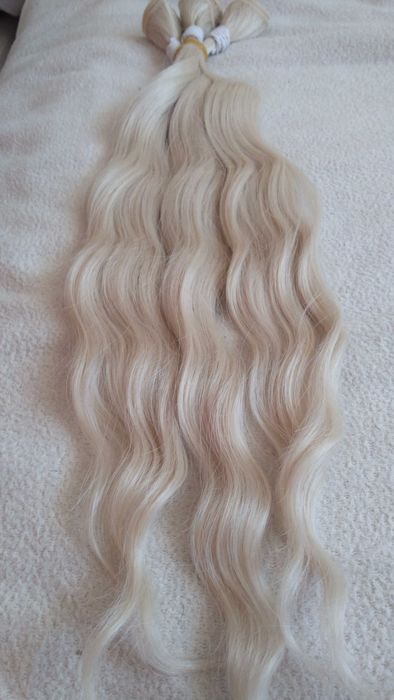Wlosy Naturalne rosyjskie  50 cm 200g na tasmie platynowy blond
