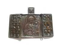 Складень-икона Богоматерь Тихвинская-19 век,не частый предмет