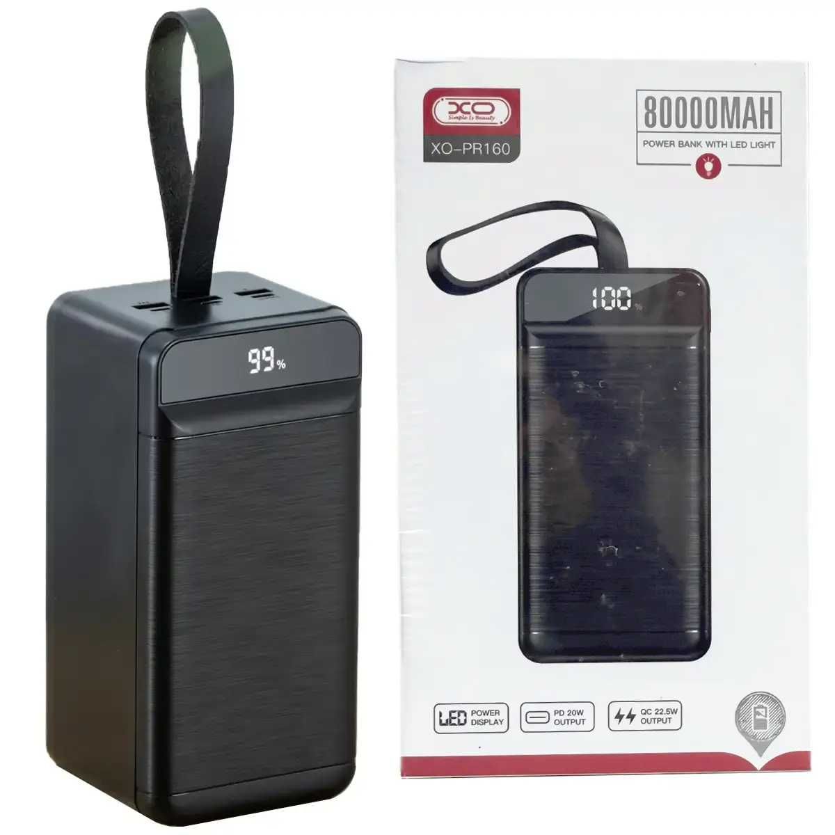PowerBank XO-PR160 80000mAh (PD/18W, QC3.0/22.5W) Black! Гарантия!