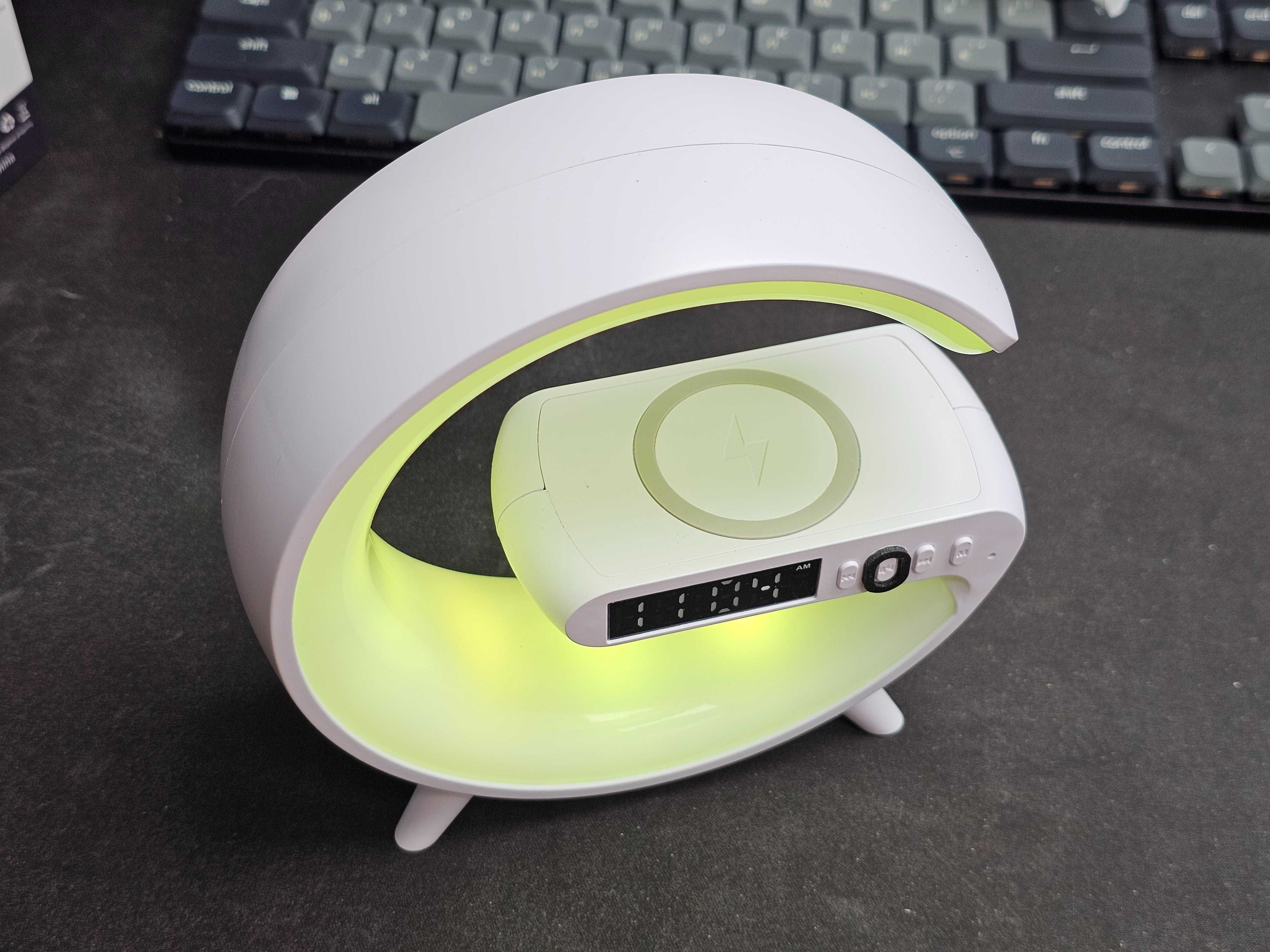 Ładowarka indukcyjna głośnik Bluetooth zegar budzik lampka G63
