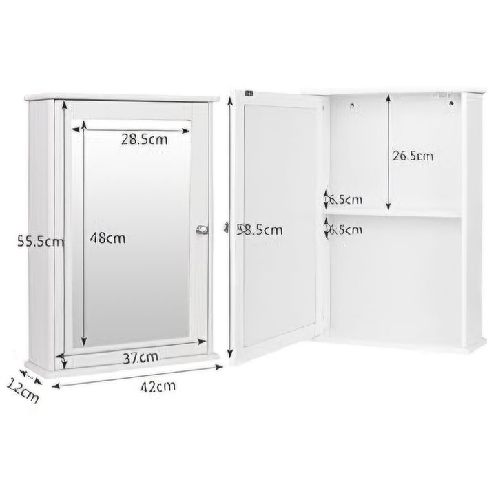 Szafka łazienkowa z lustrem wisząca z półką Biała 12x42x55,5cm WADA