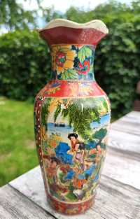 Duży wazon wykonany z porcelany. Ręcznie malowany. Japan style