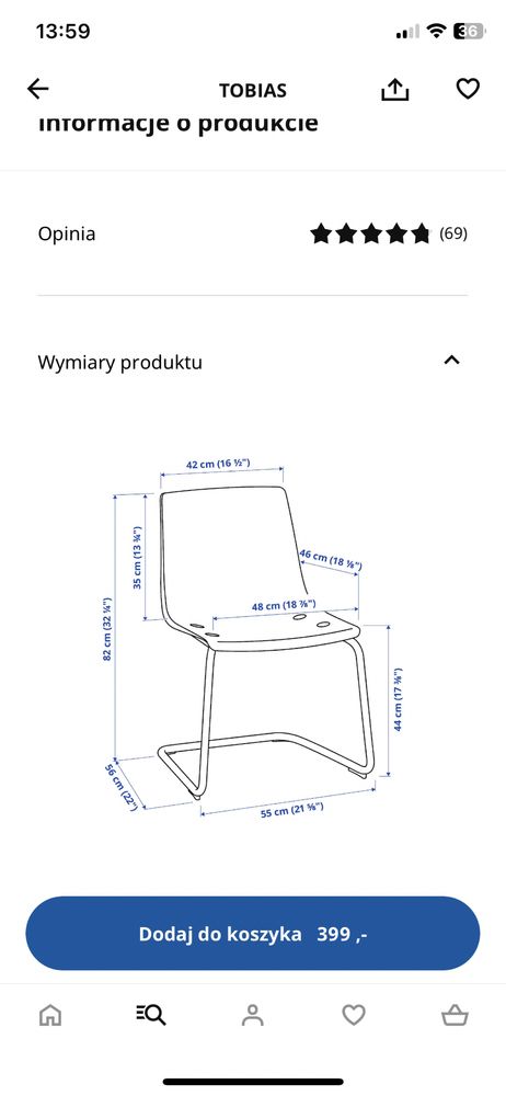 Krzesło ikea kolor morski