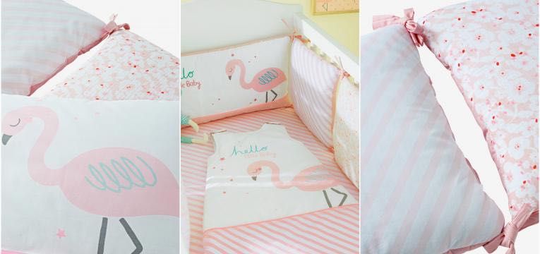 Roupa para berço / cama de grades bebé Flamingo. Verbaudet.