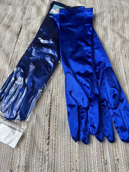 Рукавички сині/атласні