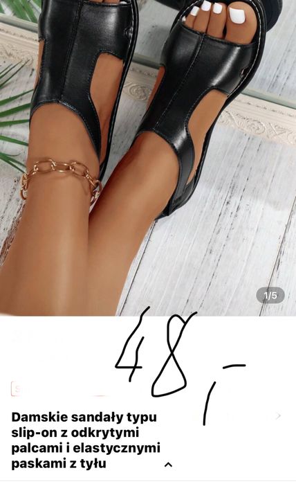 Sandalki 39. Czarne damskie