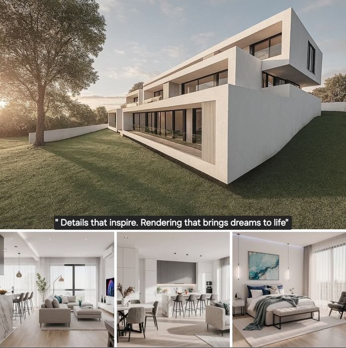 Imagens 3D Arquitetura interior e exterior