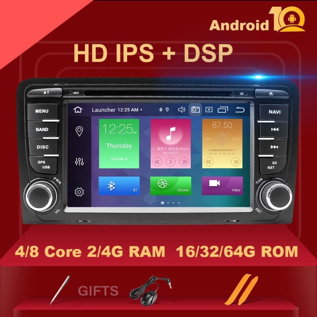 Rádio Android 10 Audi A3 8p WiFi Bluetooth GPS USB Mirror Link etc...