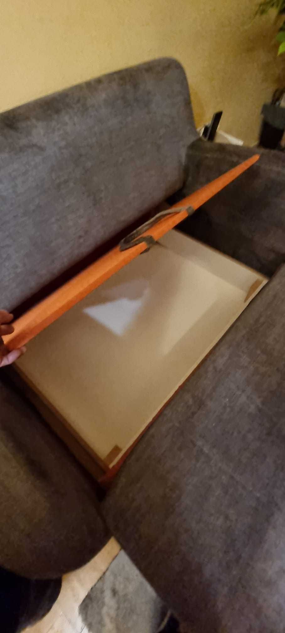 Sofa rozkładana z pudłem w środku + 2 fotele - tanio! - dobra cena!