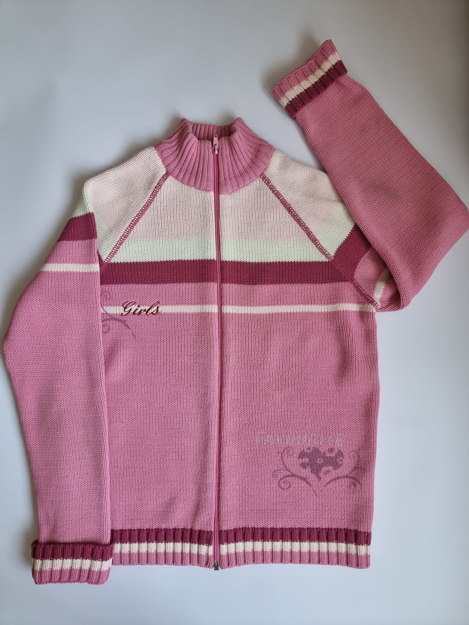 Sweter różowy na zamek dla dziewczynki rozmiar 152  Swetr