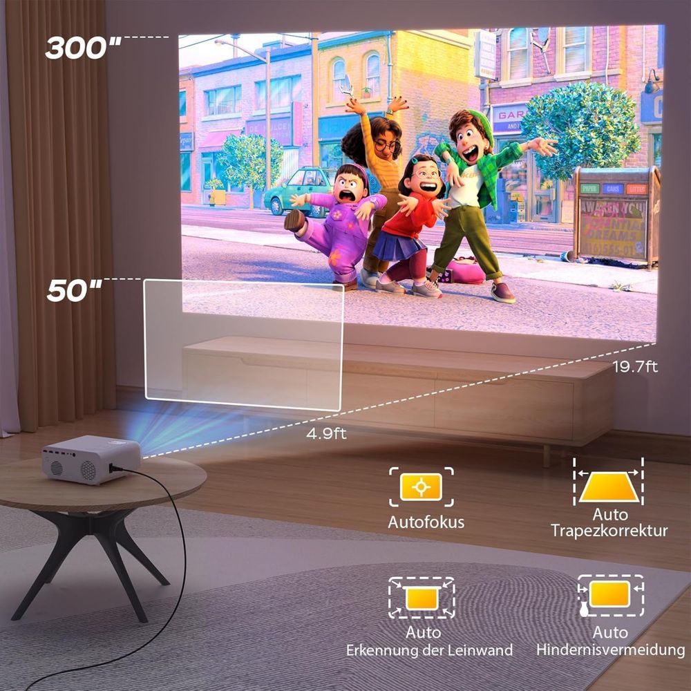 Projektor 4K WiFi6 Bluetooth 25000 Lum Full HD 1080P Jimveo 4K