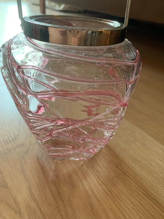 Szklany lampion/wiaderko na lód z metalowym uchwytem metoda bąbelkowa
