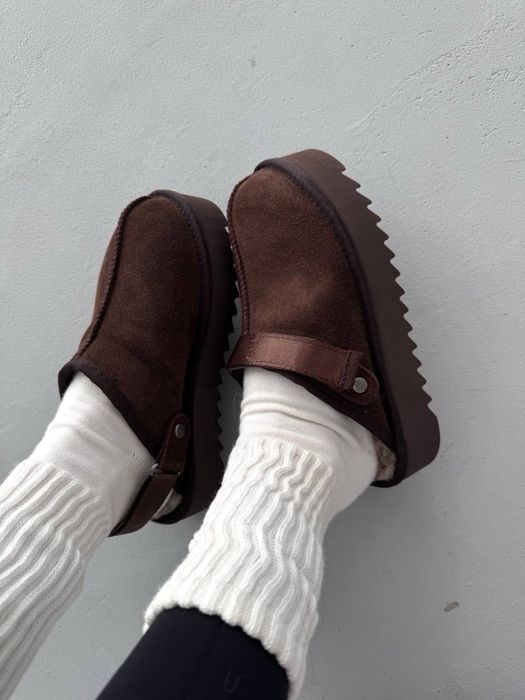 БЕЗ ПЕРЕДОПЛАТ‼️ Зимові Ugg lanah clog PLATFORM CHOCOLATE  коричневі