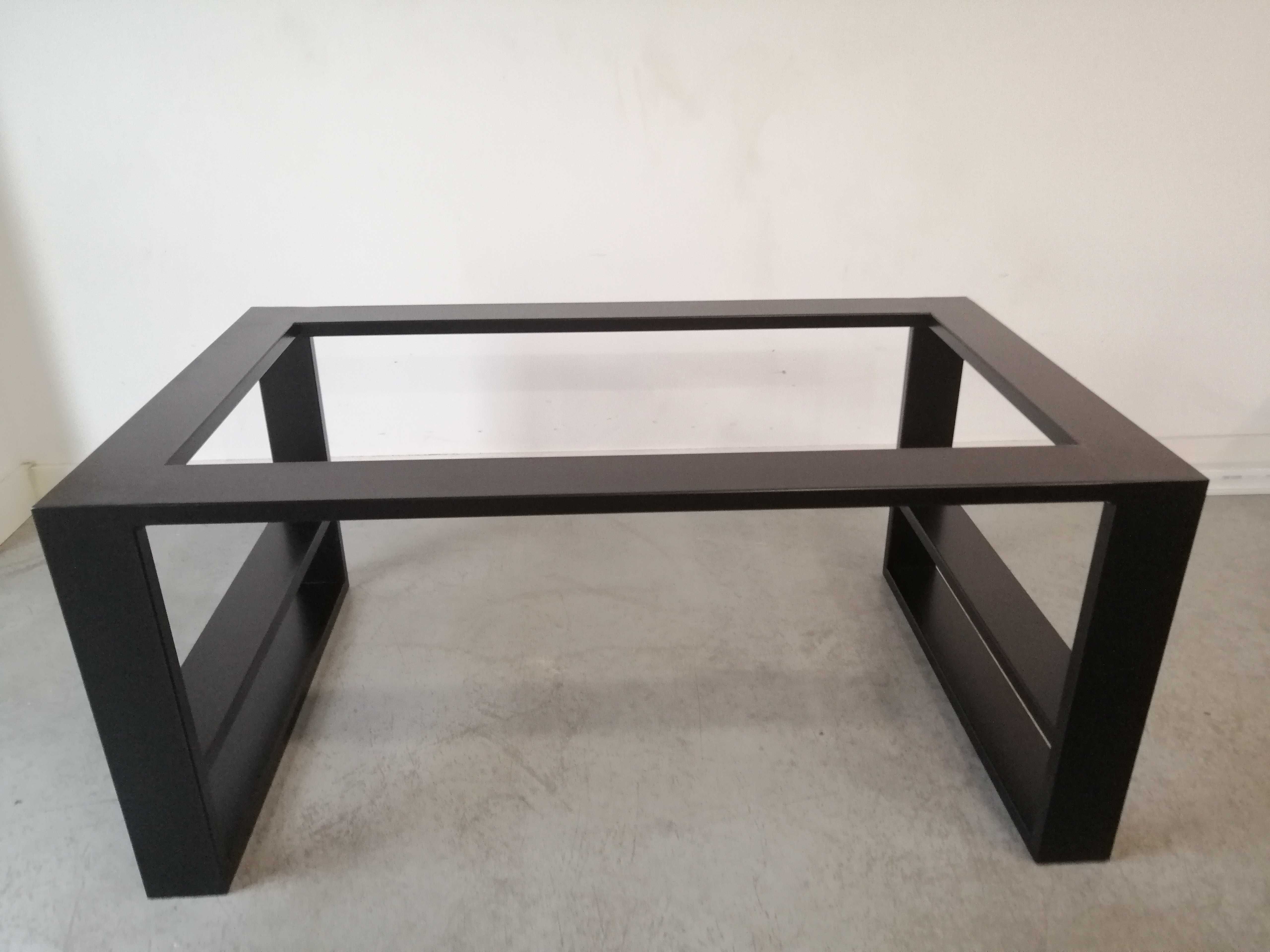 Stolik kawowy loft czarny z półką 100x60 cm