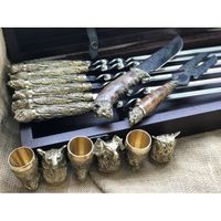 Подарочный набор для шашлыка ручной работы. Шампура+рюмки+нож+вилка