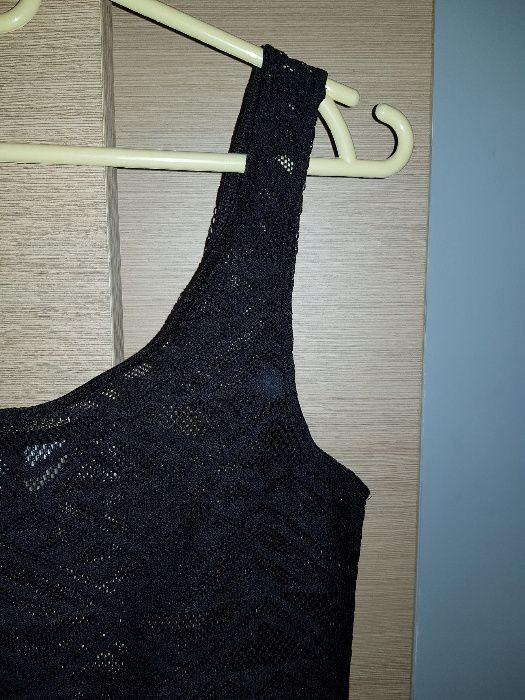 Koszulka top siatka koronka divided h&m czarna S 36