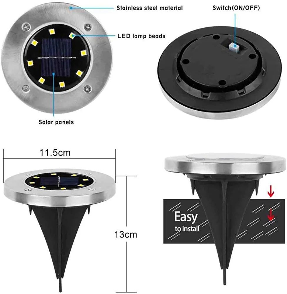 Lampy solarne LED, wbijane, najazdowe 4szt.