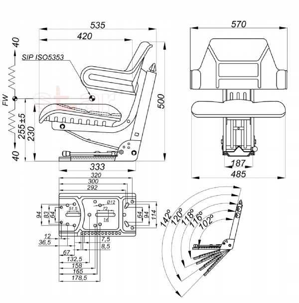 Siedzenie fotel URSUS C-330 C-360 T-25 ZETOR MF CZARNE